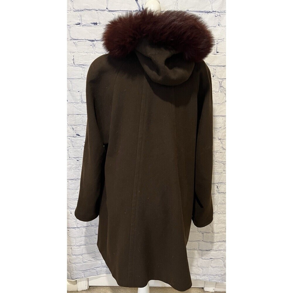 Steve By Searle Vintage Brown Wool Lined Winter Coat With Fur Trim Hood (4) L/XL - Picture 5 of 8